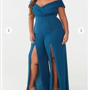 Teal Slit leg jumper